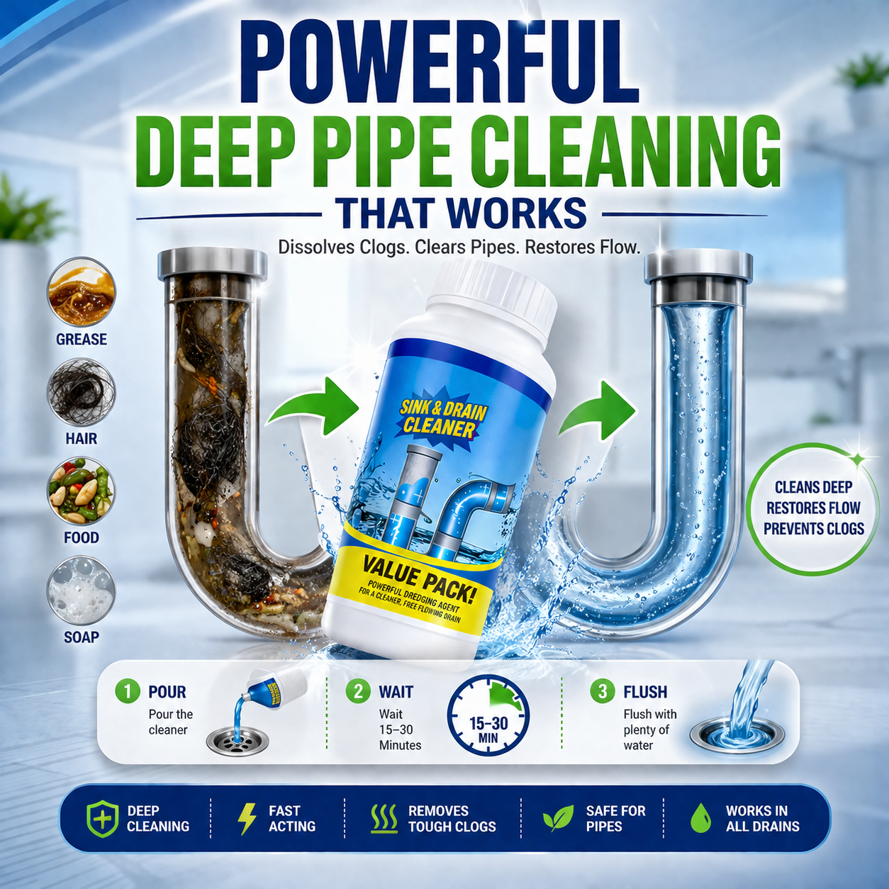 Powerful Sink & Drain Cleaner - Buy 1 Get 3 Free
