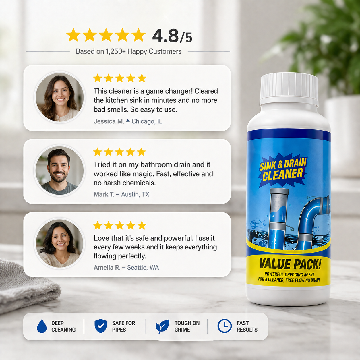 Powerful Sink & Drain Cleaner - Buy 1 Get 3 Free